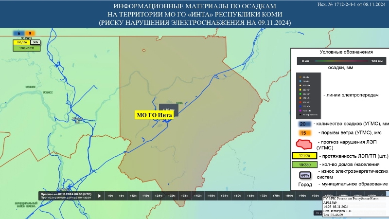 ИНФОРМАЦИОННЫЕ МАТЕРИАЛЫ ПО ПОРЫВАМ ВЕТРА НА ТЕРРИТОРИИ РЕСПУБЛИКИ КОМИ (РИСК НАРУШЕНИЯ ЭЛЕКТРОСНАБЖЕНИЯ НА 09.11.2024) 